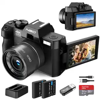 Best Buy Digital Camera 4K 48MP Vlogging Camera, Cameras for Photography and YouTube, 16X Digital Zoom, with 180° Flip Screen,2 Batter offer