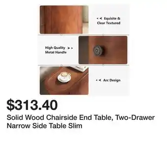 Bed Bath & Beyond Solid Wood Chairside End Table, Two-Drawer Narrow Side Table Slim offer