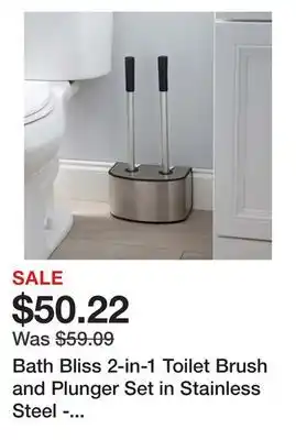 Bed Bath & Beyond Bath Bliss 2-in-1 Toilet Brush and Plunger Set in Stainless Steel - 8.66 x 5.12 x 18.9 offer