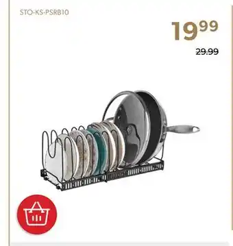 Shopper+ 10+ Pot & Pan Organizer Rack Bakeware Lid Plate Holder Expandable - STORA - Black offer