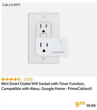 Shopper+ Mini Smart Outlet Wifi Socket with Timer Function, Compatible with Alexa, Google Home - PrimeCables offer
