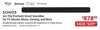 Visions Electronics SONOS Arc The Premium Smart Soundbar offer