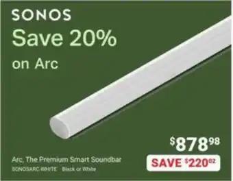 Visions Electronics SONOS Arc, The Premium Smart Soundbar offer
