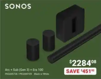 Visions Electronics SONOS Arc + Sub (Gen 3) +Era 100 offer