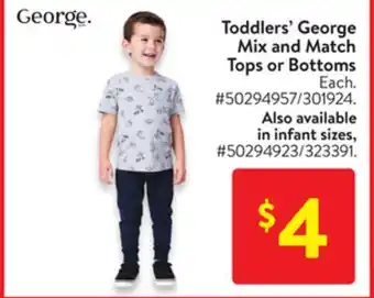 Walmart Toddler's George Mix and Match Tops or Bottoms offer