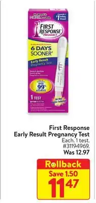 Walmart First RESPONSE Early Result Pregnancy Test offer
