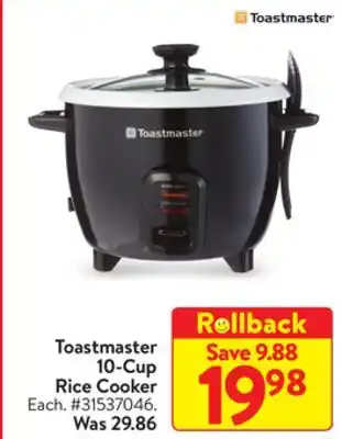 Walmart Toastmaster 10-Cup Rice Cooker offer