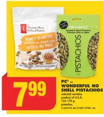 No Frills PC or WONDERFUL NO SHELL PISTACHIOS, 155-170 g offer