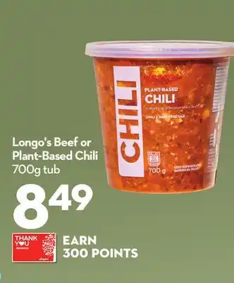 Longo's Longo's Beef or Plant-Based Chili offer