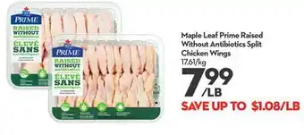 Longo's Maple Leaf Prime Raised Without Antibiotics Split Chicken Wings offer
