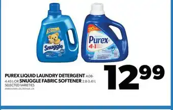 Real Canadian Superstore PUREX LIQUID LAUNDRY DETERGENT, 4.08- 4.43 L OR SNUGGLE FABRIC SOFTENER, 2.8-3.41 L offer