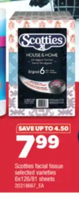 Real Canadian Superstore SCOTTIES FACIAL TISSUE, 6x126/81 sheets offer