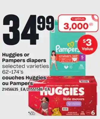 Independent Grocer HUGGIES OR PAMPERS DIAPERS, 62-174's offer