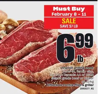 Independent Grocer STRIPLOIN GRILLING STEAK offer