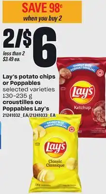 Independent Grocer LAY'S POTATO CHIPS OR POPPABLES, 130-235 g offer