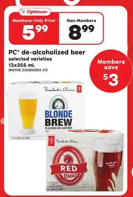 Loblaws PC DE-ALCOHOLIZED BEER, 12x355 mL offer
