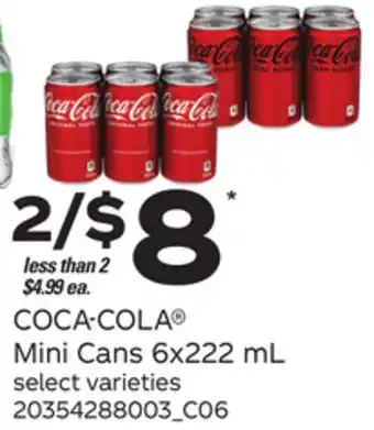 Loblaws COCA-COLA MINI CANS, 6X222 ML offer