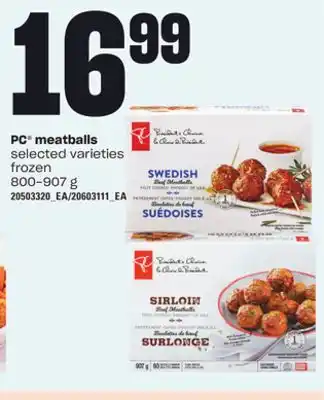 Loblaws PC MEATBALLS, 800-907 g offer