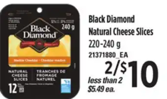 Loblaws BLACK DIAMOND NATURAL CHEESE SLICES, 220-240 g offer