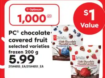 Loblaws PC CHOCOLATE COVERED FRUIT, 200 g offer