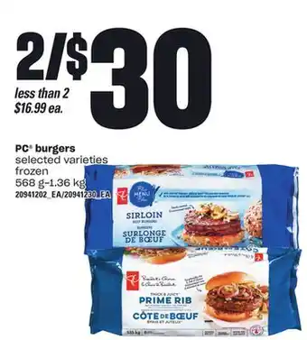 Loblaws PC BURGERS, 568 g-1.36 kg offer