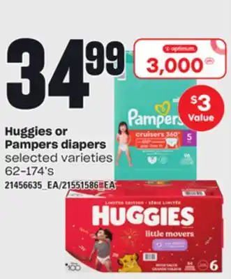 Loblaws HUGGIES OR PAMPERS DIAPERS, 62-174's offer