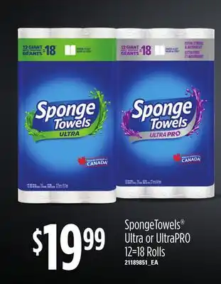 Loblaws SPONGETOWELS ULTRA OR ULTRAPRO 12=18 ROLLS offer