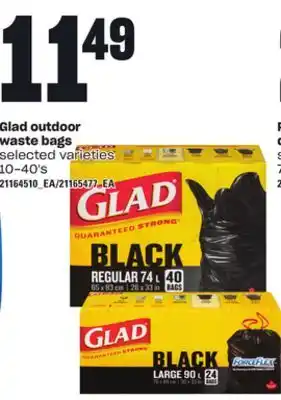 Loblaws GLAD OUTDOOR WASTE BAGS, 10-40's offer