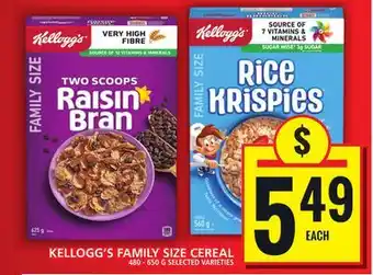 Food Basics KELLOGG'S FAMILY SIZE CEREAL offer