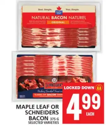 Food Basics MAPLE LEAF OR SCHNEIDERS BACON offer