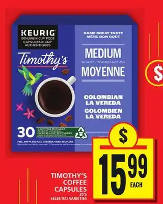 Food Basics TIMOTHY'S COFFEE CAPSULES offer