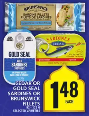 Food Basics CEDAR OR GOLD SEAL SARDINES OR BRUNSWICK FILLETS offer