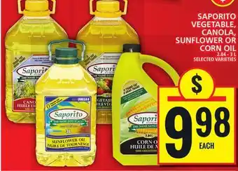 Food Basics SAPORITO VEGETABLE, CANOLA, SUNFLOWER OR CORN OIL offer