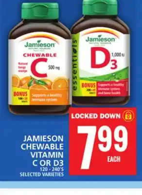 Food Basics JAMIESON CHEWABLE VITAMIN C OR D3 offer