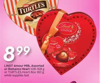 Sobeys LINDT Amour Milk, Assorted or Romance Heart offer