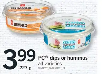 Fortinos PC dips or hummus offer