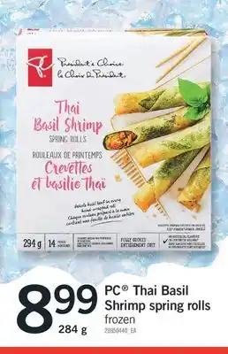 Fortinos PC Thai Basil Shrimp spring rolls, 284 g offer