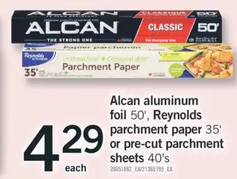 Fortinos ALCAN ALUMINUM FOIL 50', REYNOLDS PARCHMENT PAPER 35' OR PRE-CUT PARCHMENT SHEETS 40'S offer