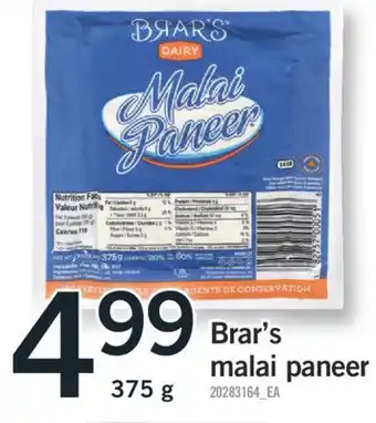 Fortinos BRAR'S MALAI PANEER, 375g offer