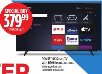 Canadian Tire RCA 55 4K Smart TV with HDMI Input offer