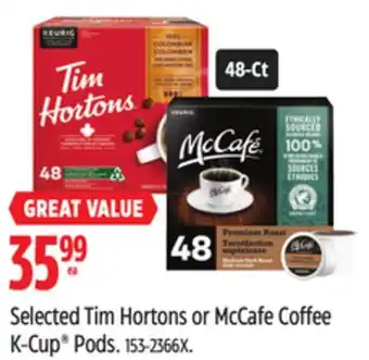 Canadian Tire Selected Tim Hortons or McCafe Coffee K-Cup Pods offer