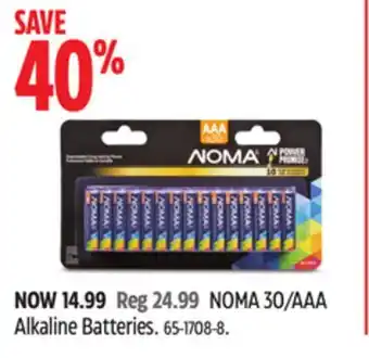 Canadian Tire NOMA 30/AAA Alkaline Batteries offer