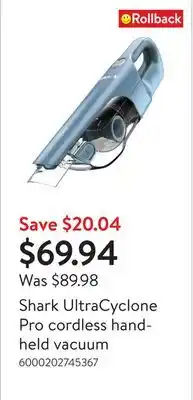 Walmart Shark UltraCyclone Pro cordless handheld vacuum offer