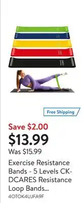 Walmart Exercise Resistance Bands - 5 Levels CKDCARES Resistance Loop Bands for Strength Training - Yoga and Outdoor Workout with Car offer