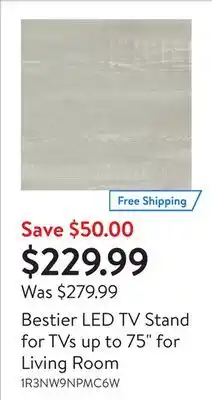 Walmart Bestier LED TV Stand for TVs up to 75 for Living Room offer