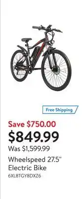 Walmart Wheelspeed 27.5 Electric Bike offer
