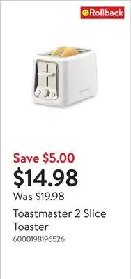 Walmart Toastmaster 2 Slice Toaster offer