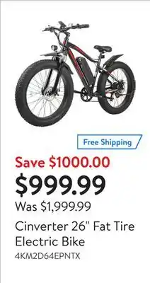 Walmart Cinverter 26 Fat Tire Electric Bike offer
