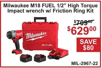 Atlas Tools & Machinery Milwaukee M18 FUEL 1/2 High Torque Impact wrench w/ Friction Ring Kit offer