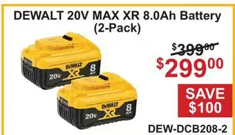 Atlas Tools & Machinery DEWALT 20V MAX XR 8.0Ah Battery (2-Pack) offer